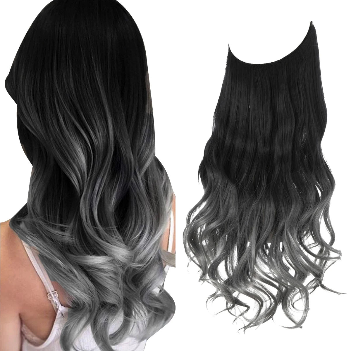 No Clip Fish Line One Piece Wavy Hair Extension - HairNjoy
