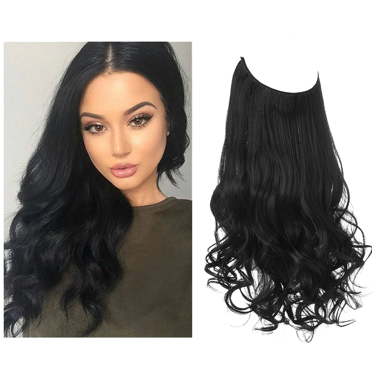 No Clip Fish Line One Piece Wavy Hair Extension - HairNjoy