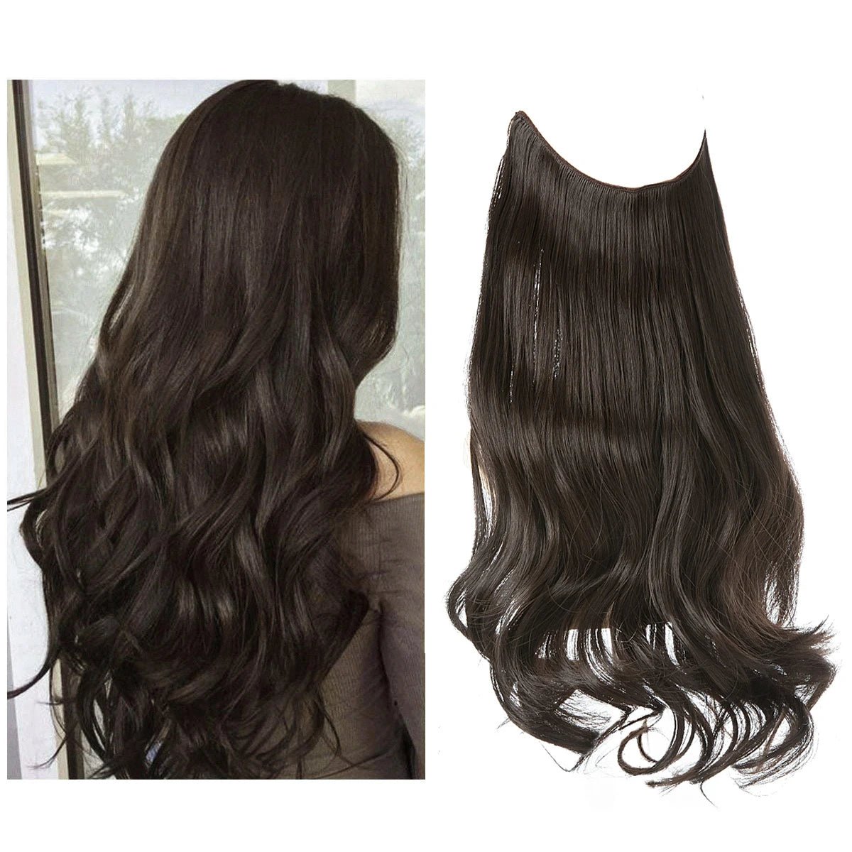 No Clip Fish Line One Piece Wavy Hair Extension - HairNjoy
