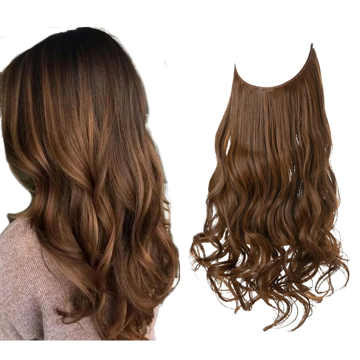 No Clip Fish Line One Piece Wavy Hair Extension - HairNjoy