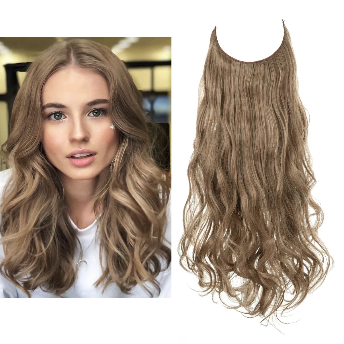 No Clip Fish Line One Piece Wavy Hair Extension - HairNjoy