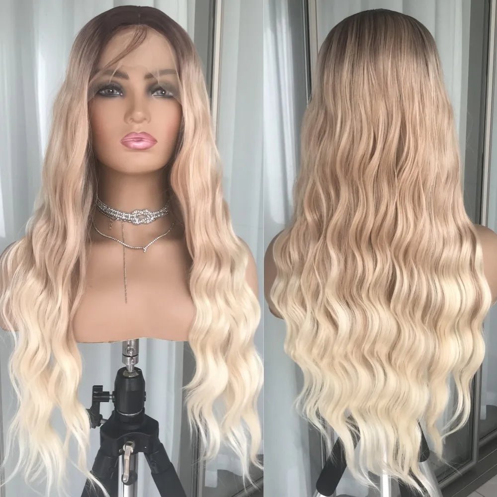 Ombre Ash Gray Deep Wave Lace Wig - HairNjoy