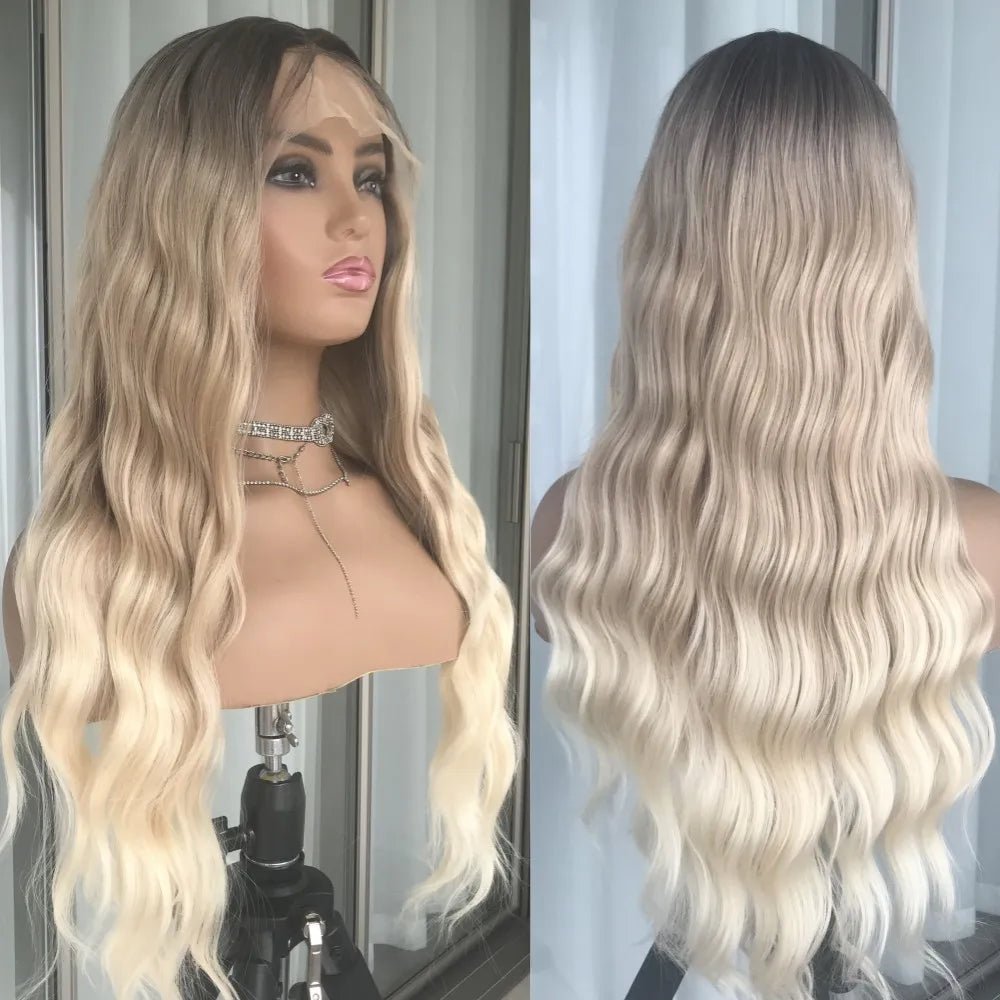 Ombre Ash Gray Deep Wave Lace Wig - HairNjoy