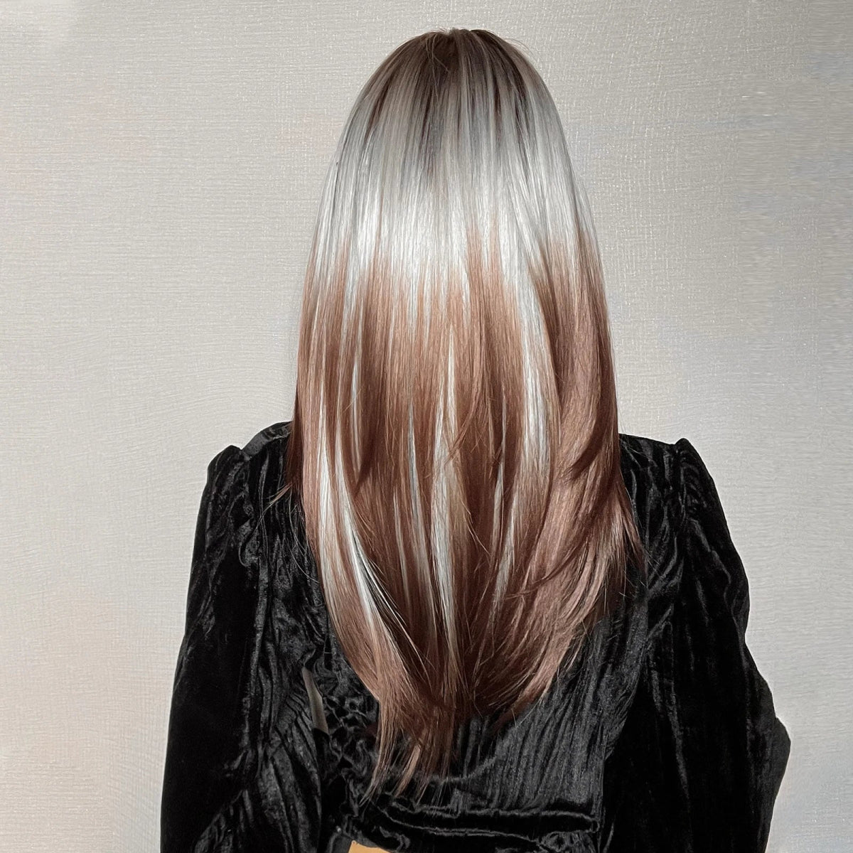 Ombre Blonde Brown Layered Wig with Bangs - HairNjoy