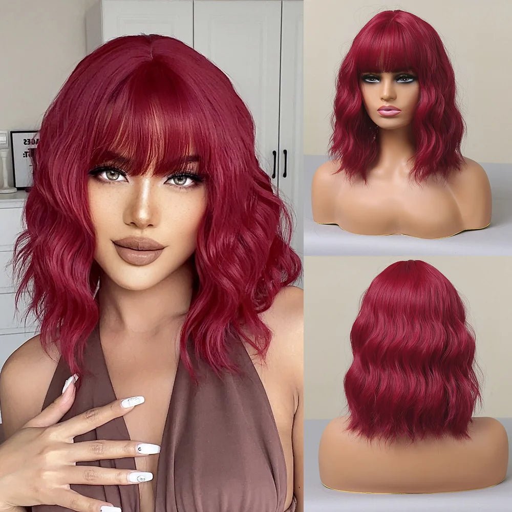 Ombre Brown Medium Wig with Bangs - HairNjoy