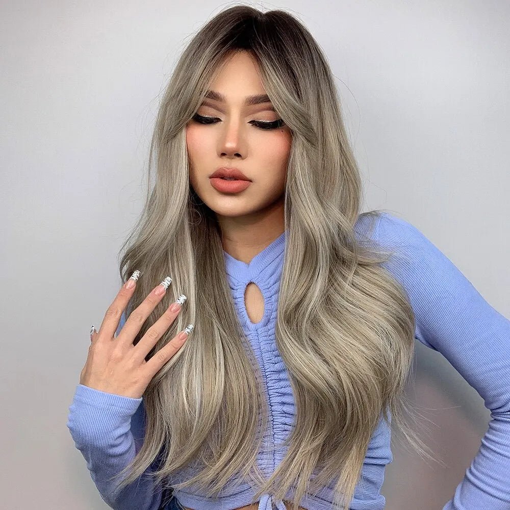 Ombre Long Wavy Synthetic Wig - HairNjoy