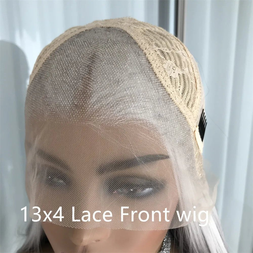 Ombre Silver Black Straight Lace Front Wig - HairNjoy