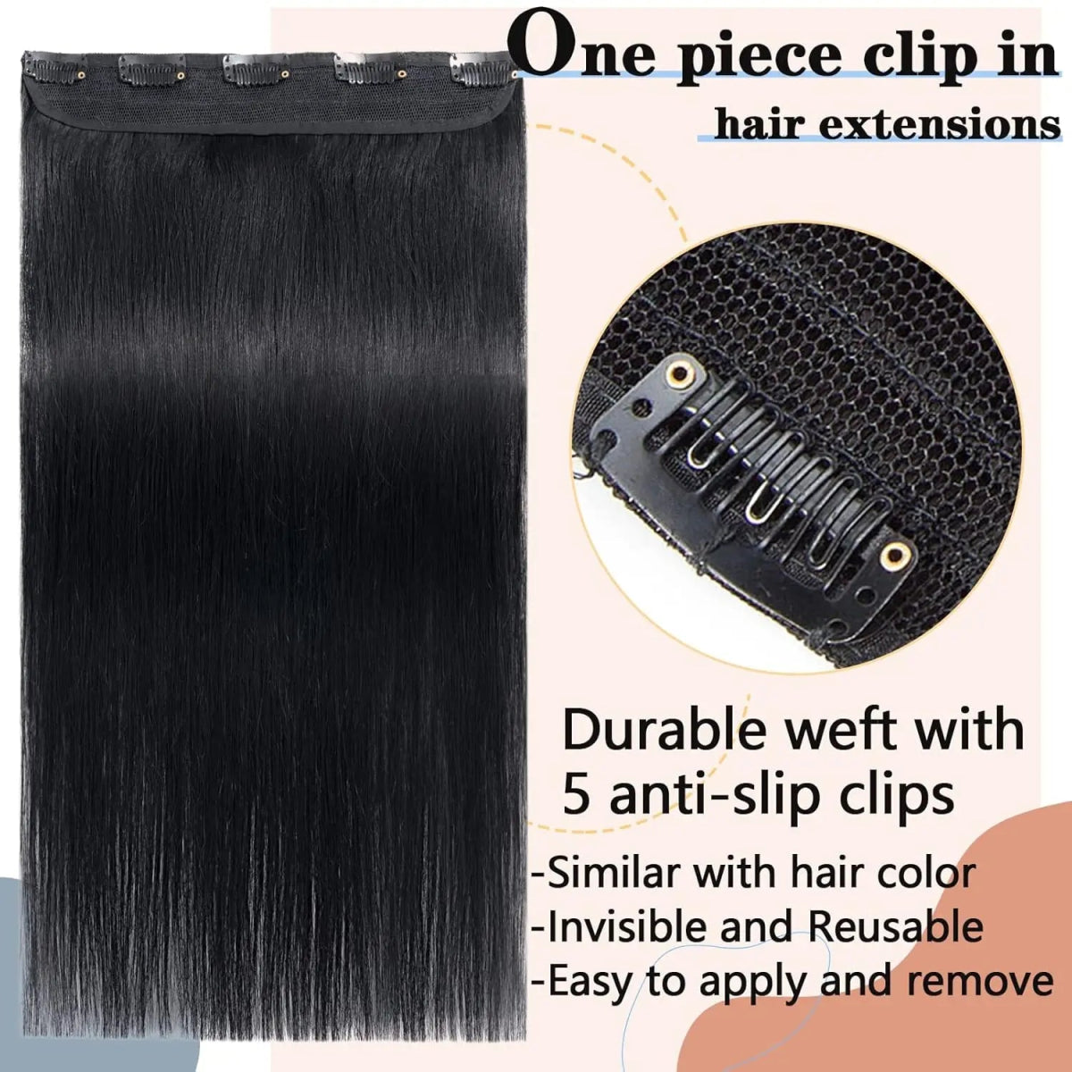 One Piece Clip - In Straight Remy Hair Extension - HairNjoy