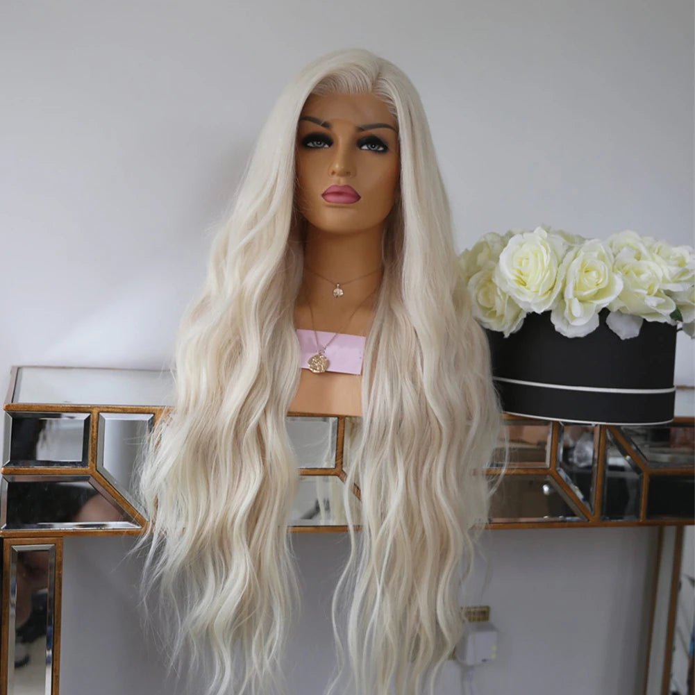 Platinum Blonde Full Lace Wavy Human Hair Wig - HairNjoy
