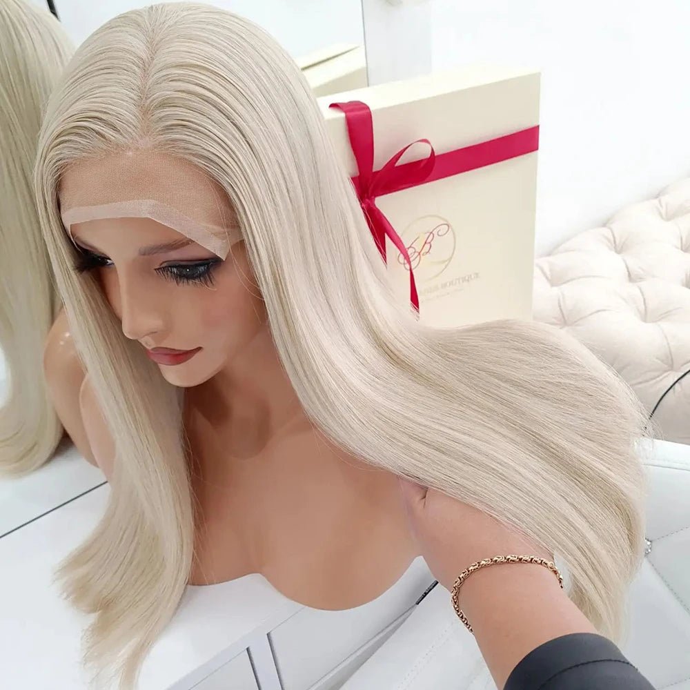 Premium Human Hair Wigs Platinum Soft Straight Wig - HairNjoy