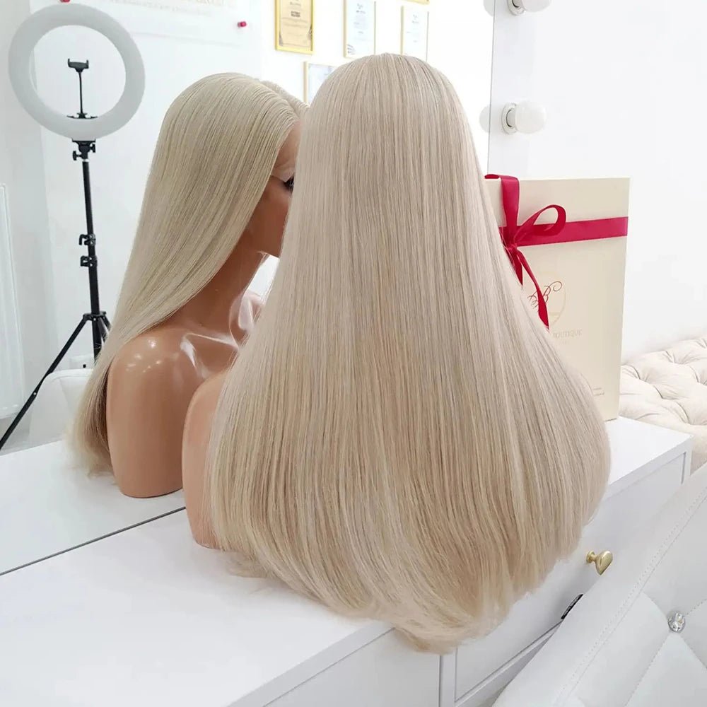 Premium Human Hair Wigs Platinum Soft Straight Wig - HairNjoy