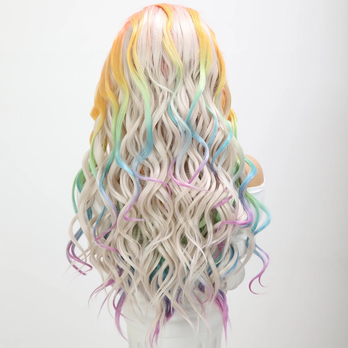 Rainbow Gradient Curly Lace Front Wig - HairNjoy
