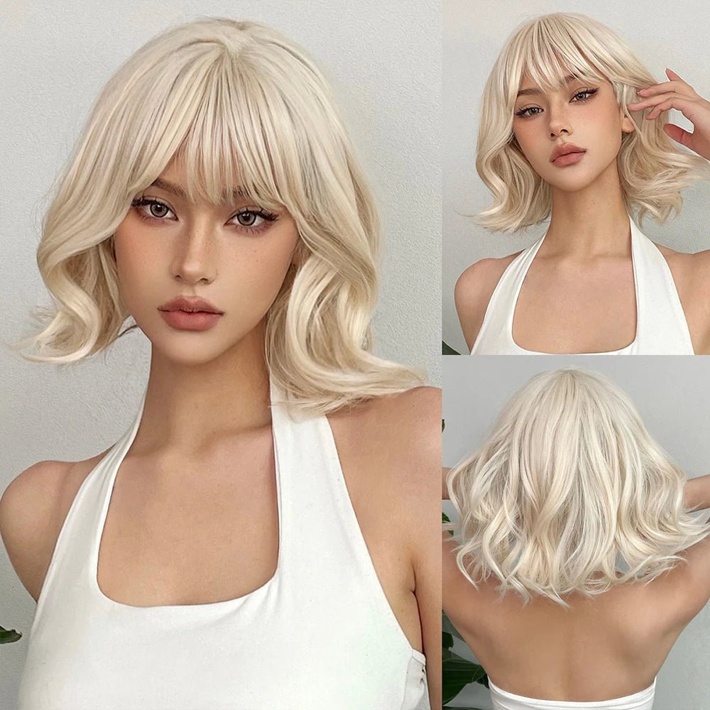 Short Curly Bob Wigs with Bangs - HairNjoy