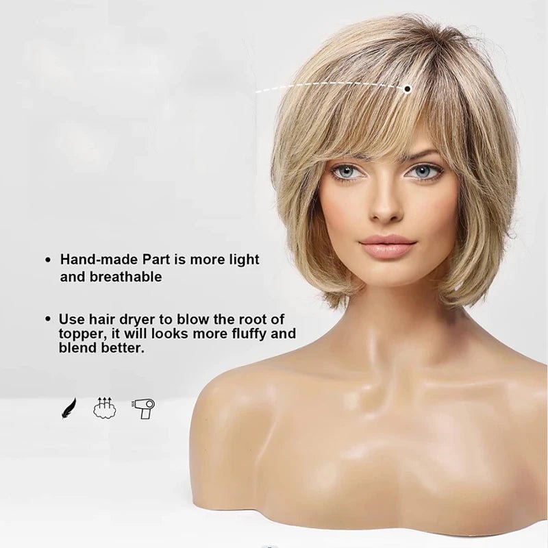 Short Layered Blonde Synthetic Wig - HairNjoy