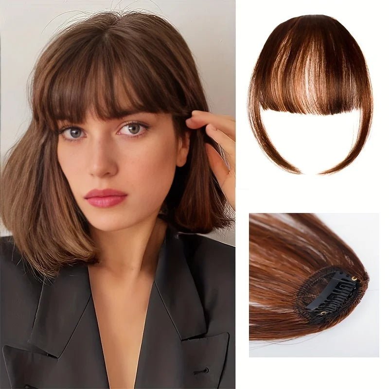 Short Straight Fringe Hairpiece Clip - In Air Bangs - HairNjoy