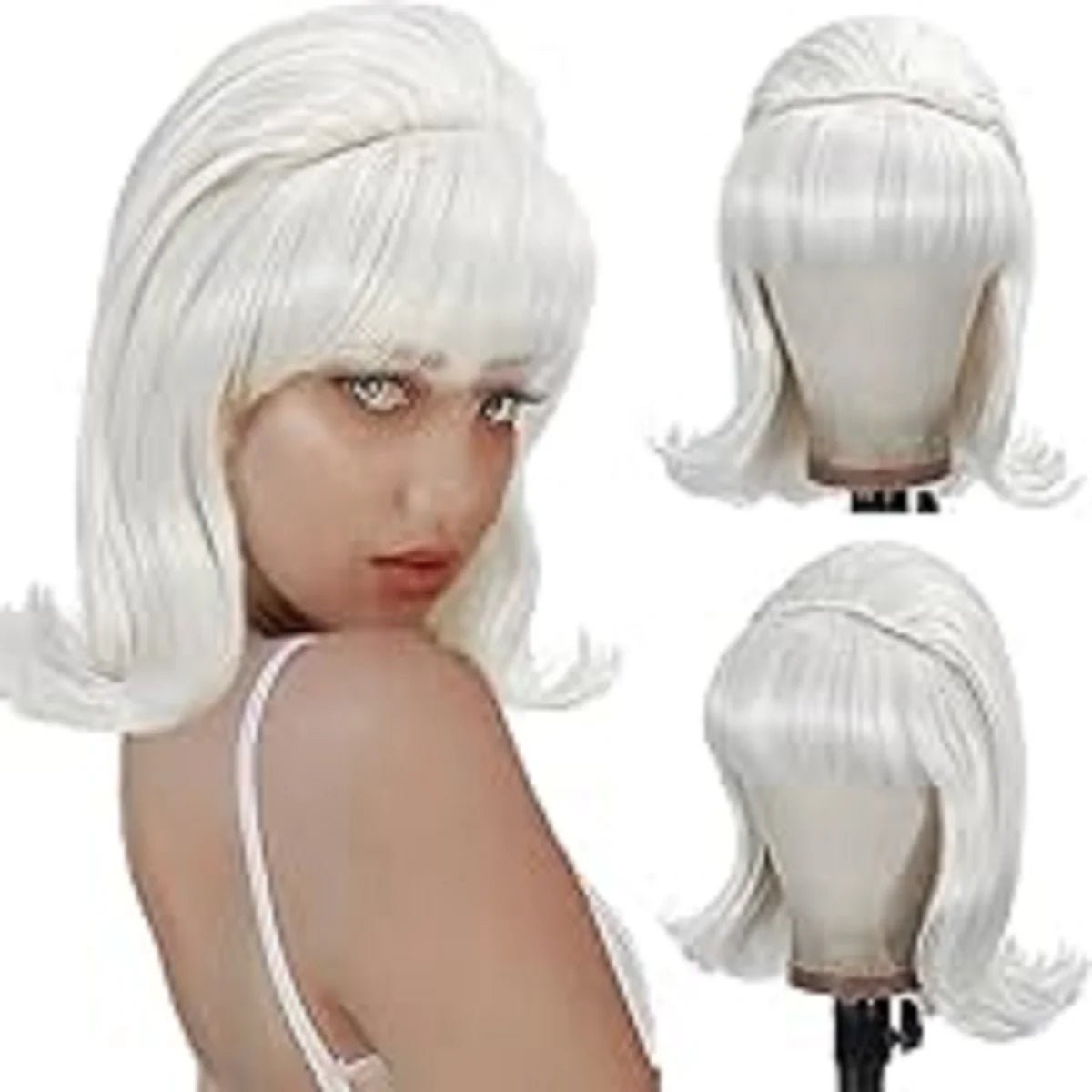 Short Wavy Wig with Flat Bangs - HairNjoy