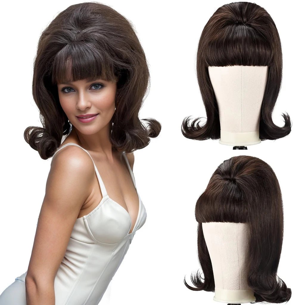 Short Wavy Wig with Flat Bangs - HairNjoy