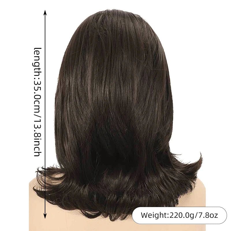 Short Wavy Wig with Flat Bangs - HairNjoy