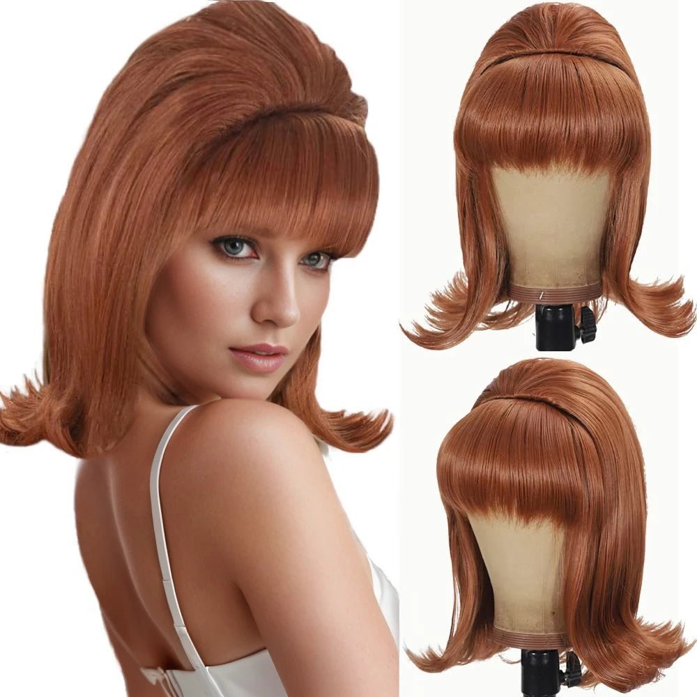 Short Wavy Wig with Flat Bangs - HairNjoy