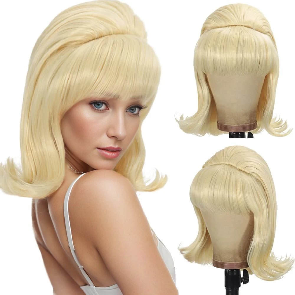 Short Wavy Wig with Flat Bangs - HairNjoy