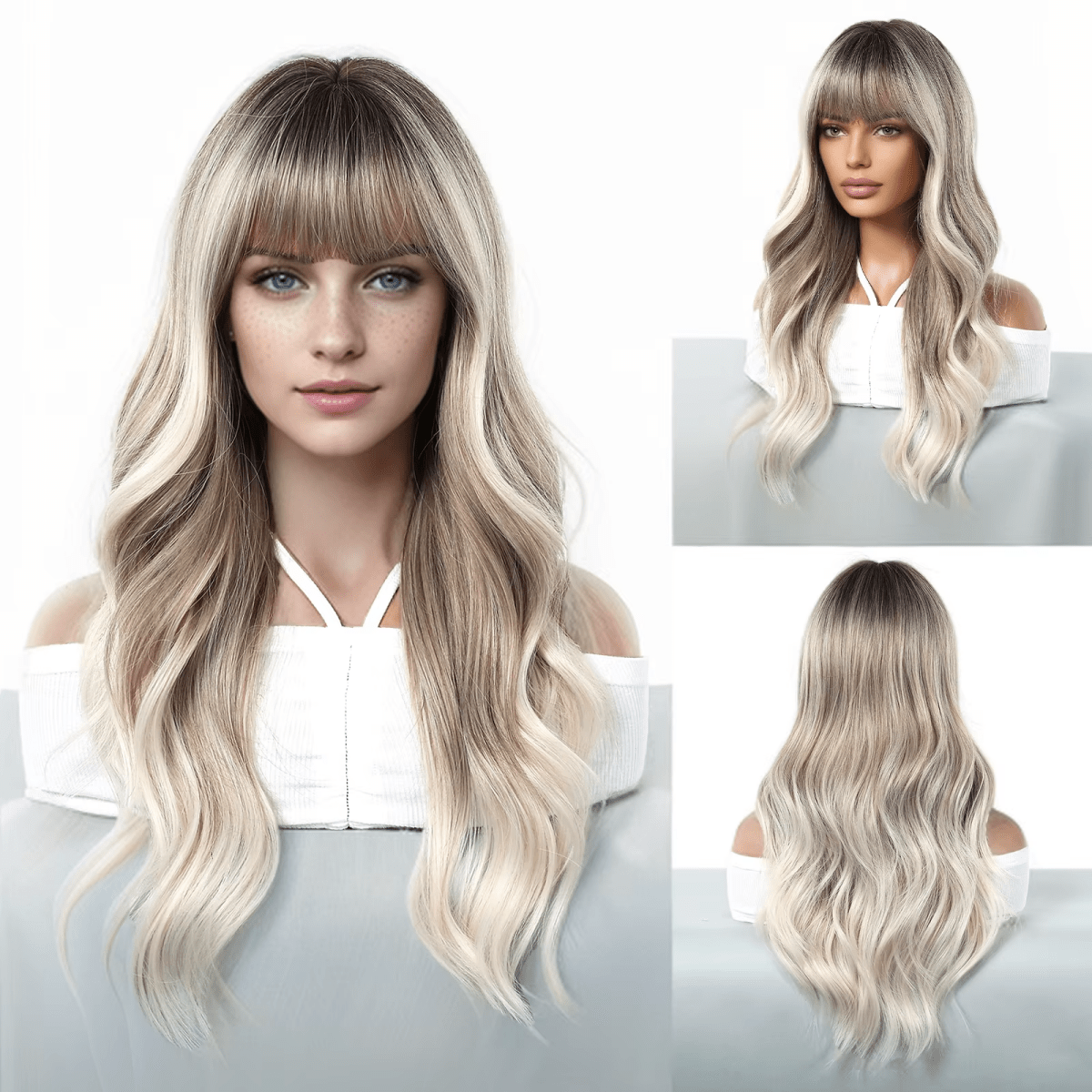 Silver Gray Gradient Lace Front Wig - HairNjoy