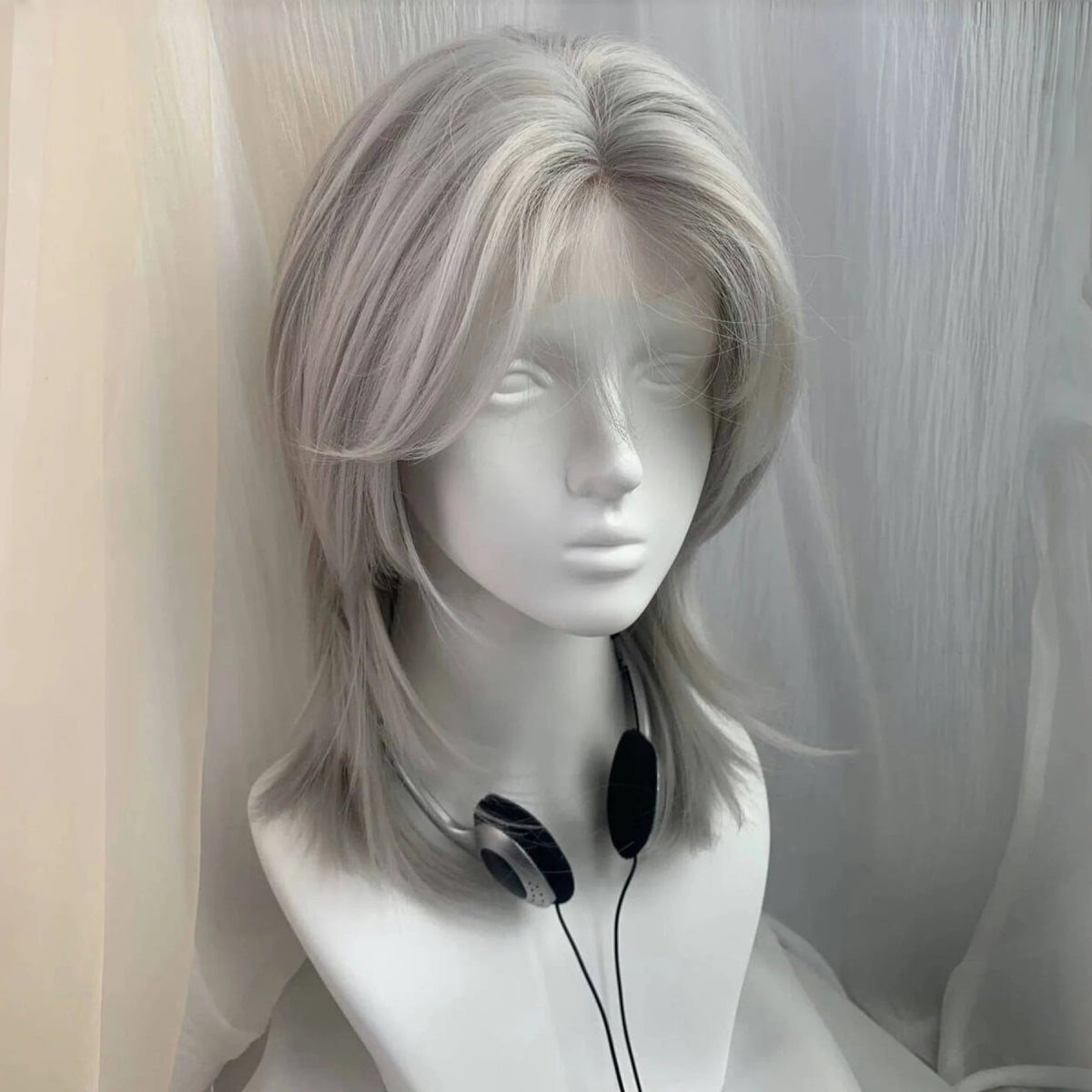 Silver Grey Short Curly Lace Front Wig - HairNjoy