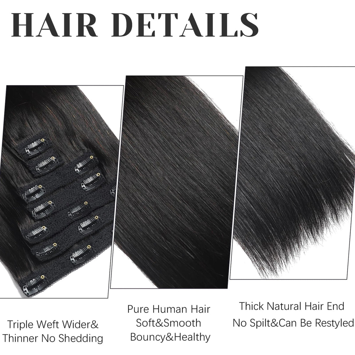 Straight Clip - In Human Hair Extensions - HairNjoy