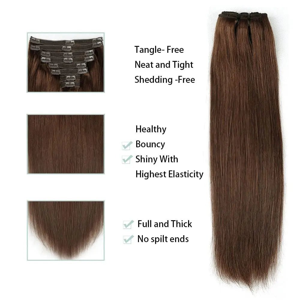 Straight Clip - In Human Hair Extensions - HairNjoy
