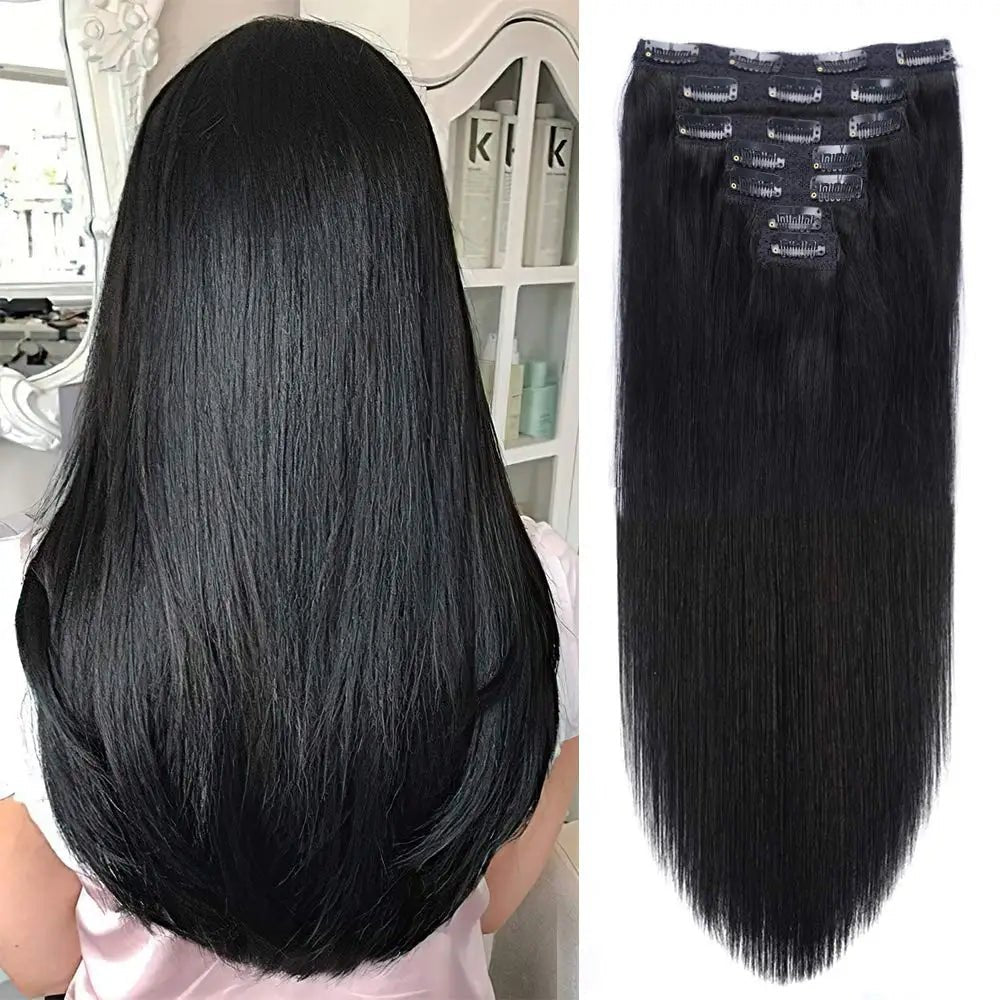 Straight Clip - In Human Hair Extensions - HairNjoy