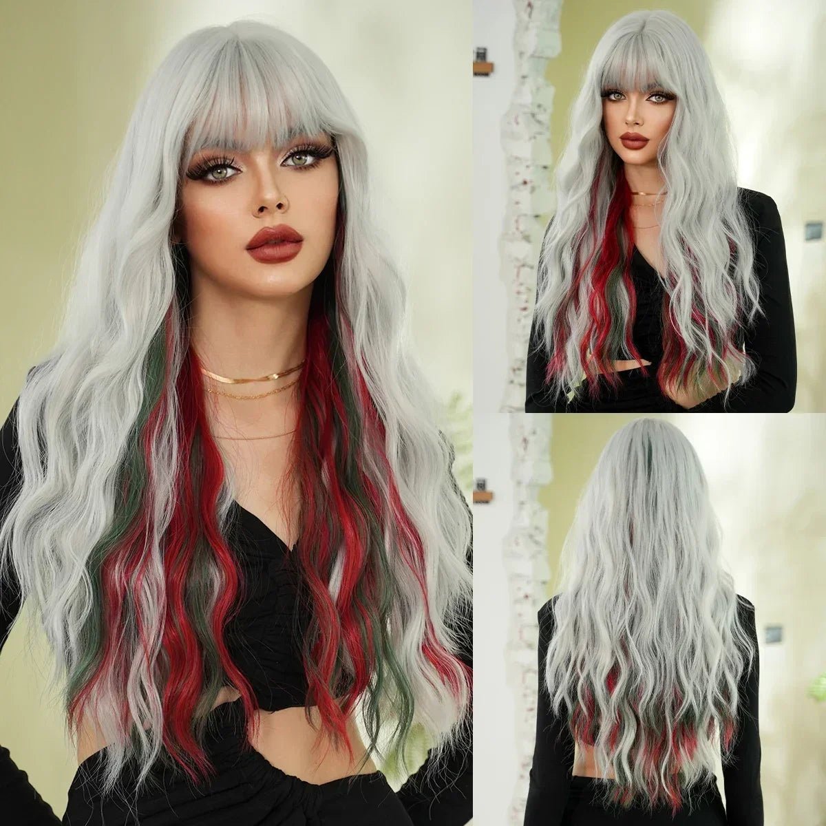 Wavy Iridescent Rainbow Synthetic Wigs - HairNjoy