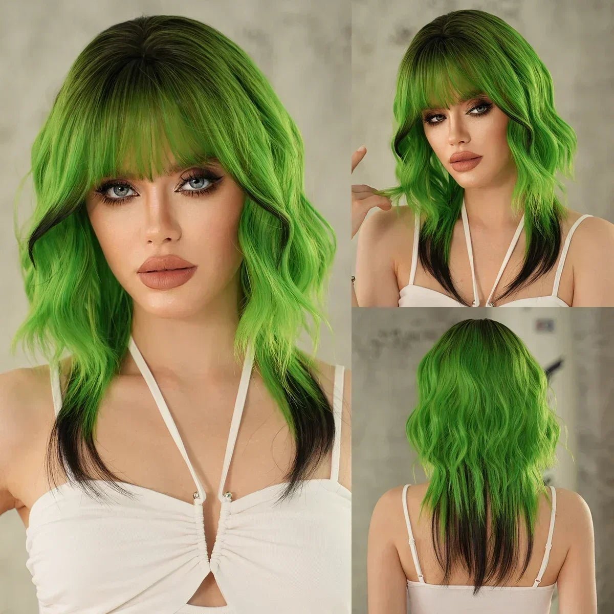 Wavy Iridescent Rainbow Synthetic Wigs - HairNjoy