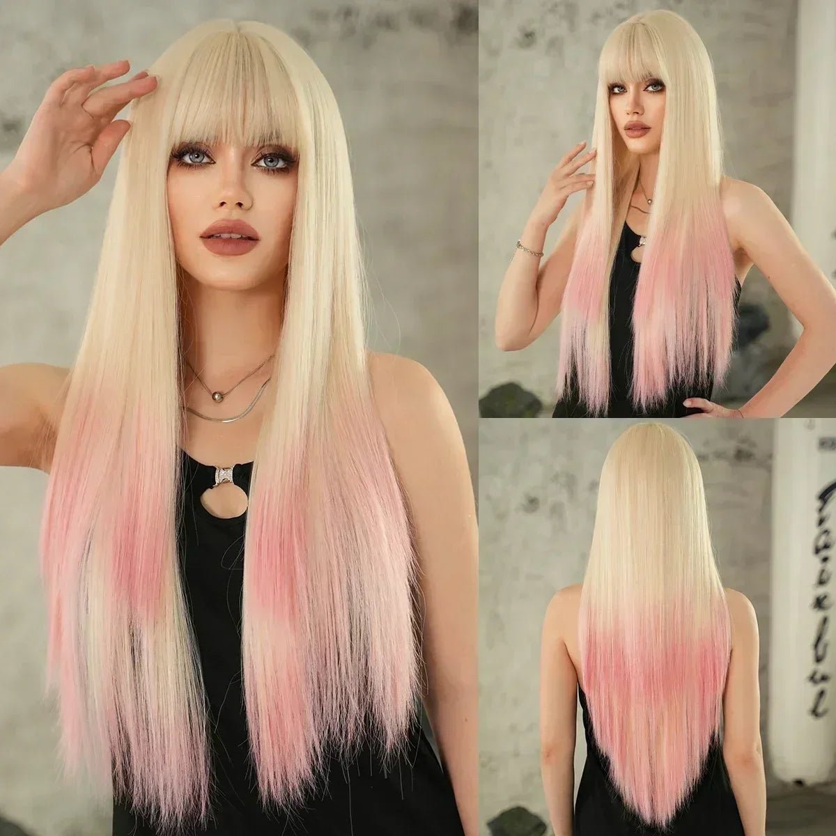 Wavy Iridescent Rainbow Synthetic Wigs - HairNjoy