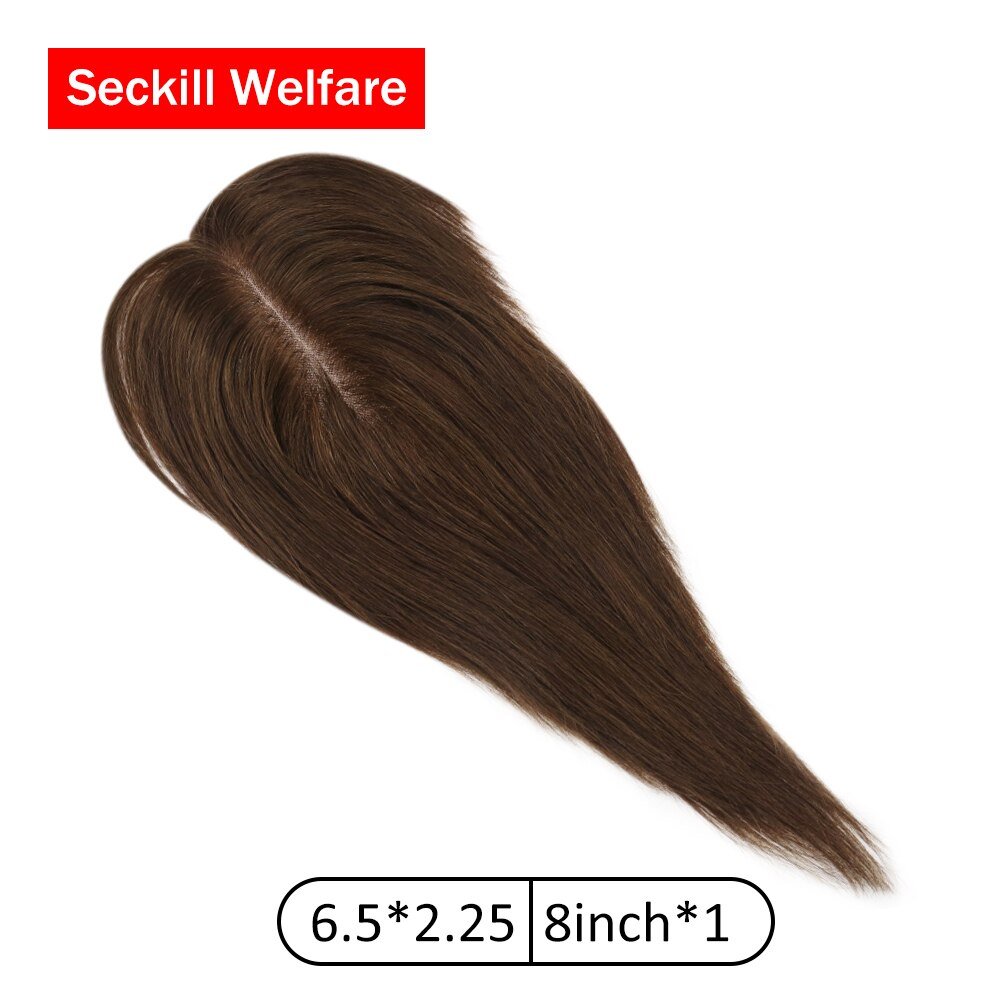 100% Brazilian Human Hair Straight Invisible Free Part Hair Toppers - HairNjoy