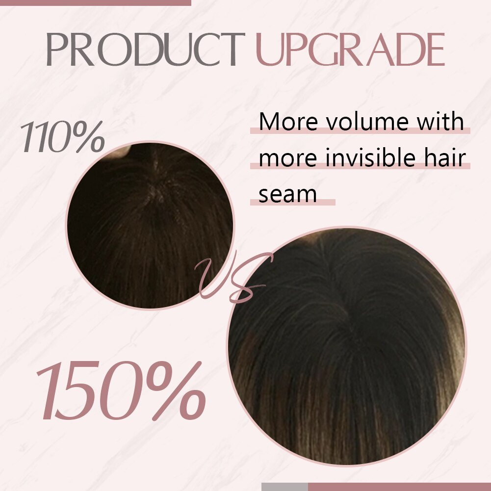 100% Brazilian Human Hair Straight Invisible Free Part Hair Toppers - HairNjoy
