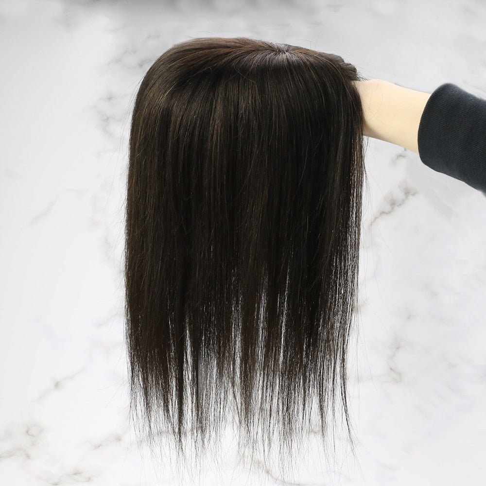 100% Brazilian Human Hair Straight Invisible Free Part Hair Toppers - HairNjoy