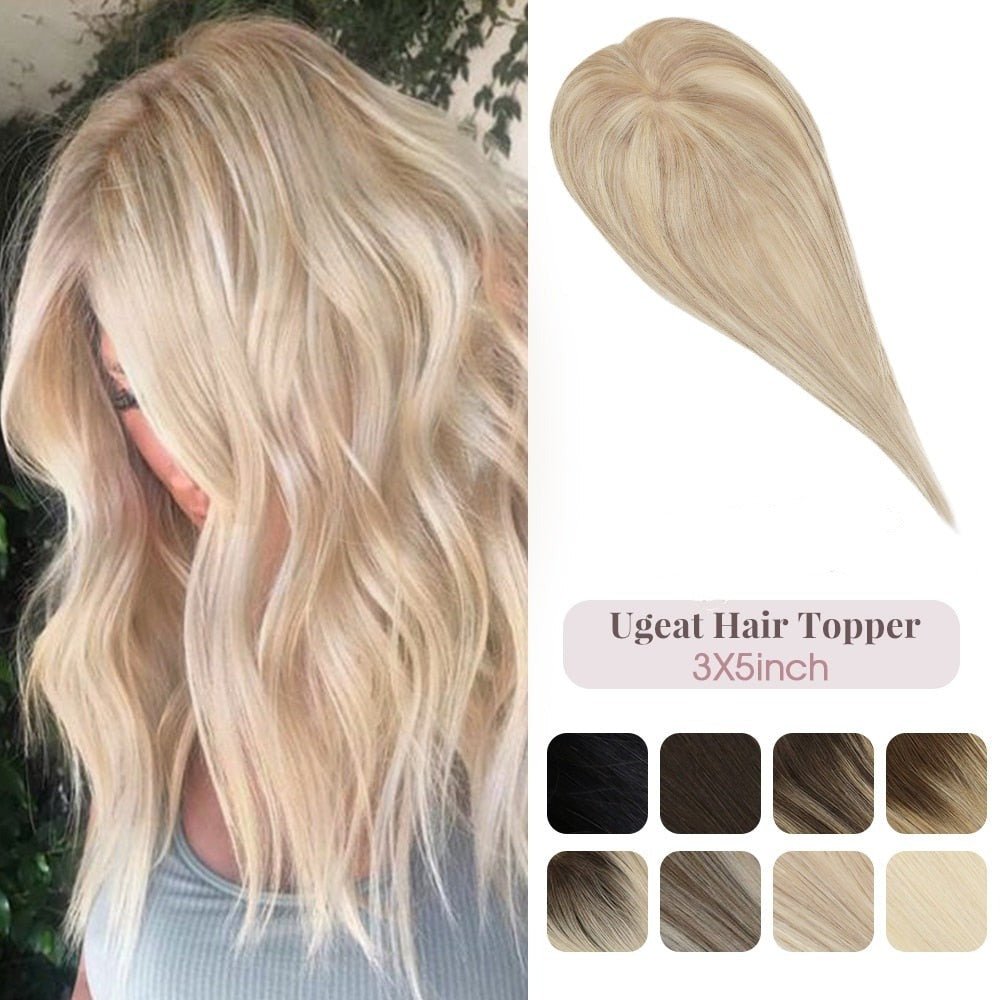 100% Brazilian Human Hair Straight Invisible Free Part Hair Toppers - HairNjoy