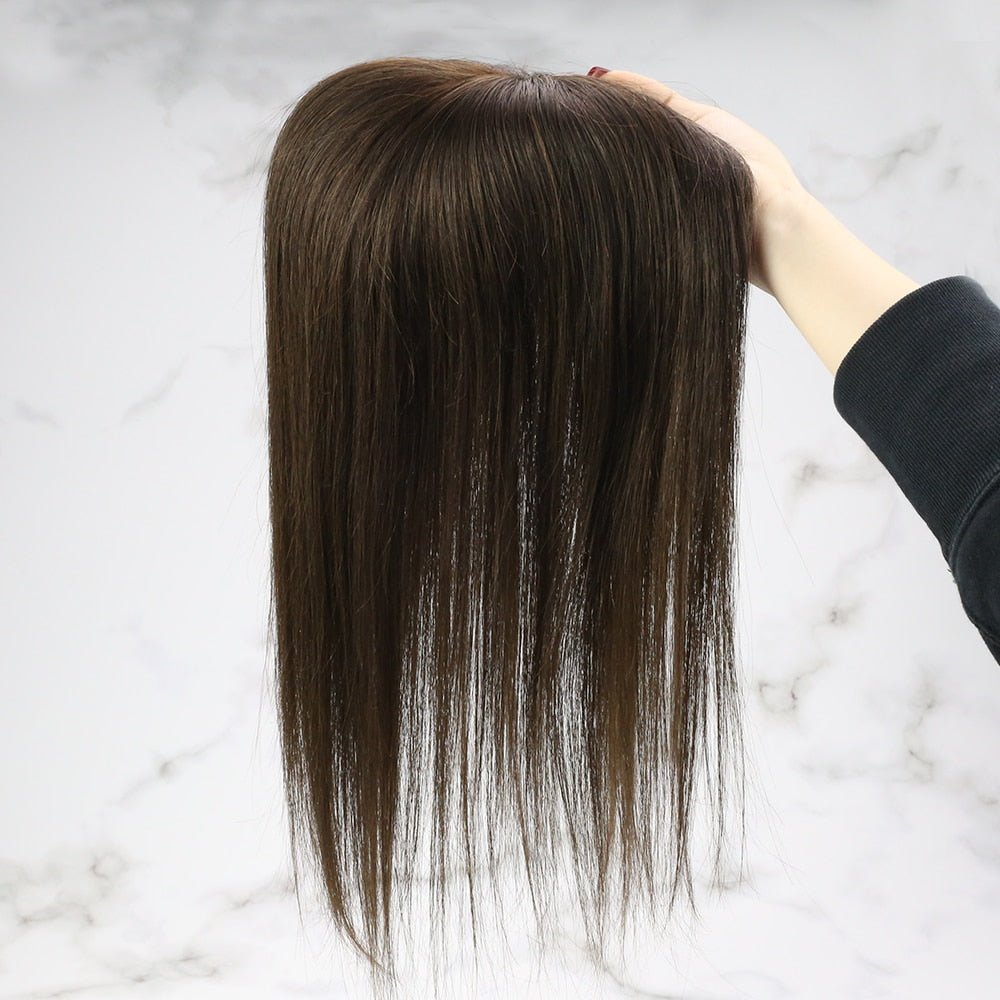100% Brazilian Human Hair Straight Invisible Free Part Hair Toppers - HairNjoy