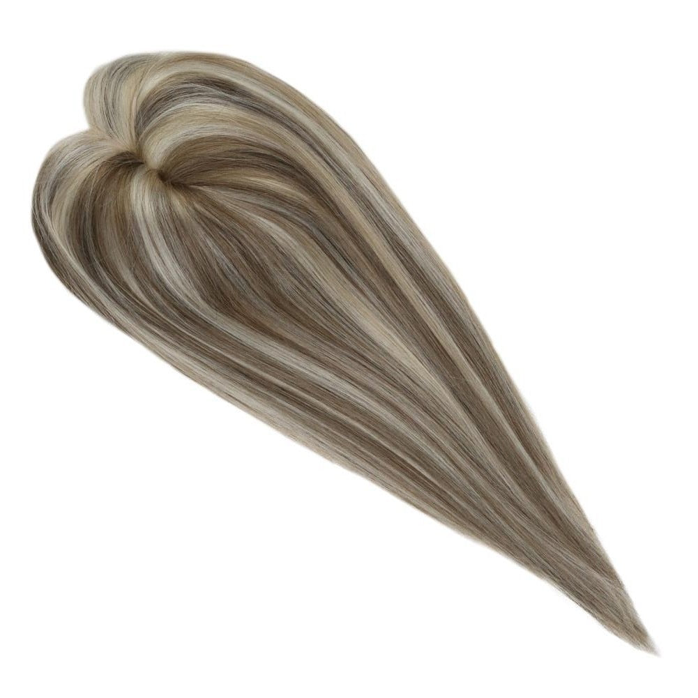 100% Brazilian Human Hair Straight Invisible Free Part Hair Toppers - HairNjoy