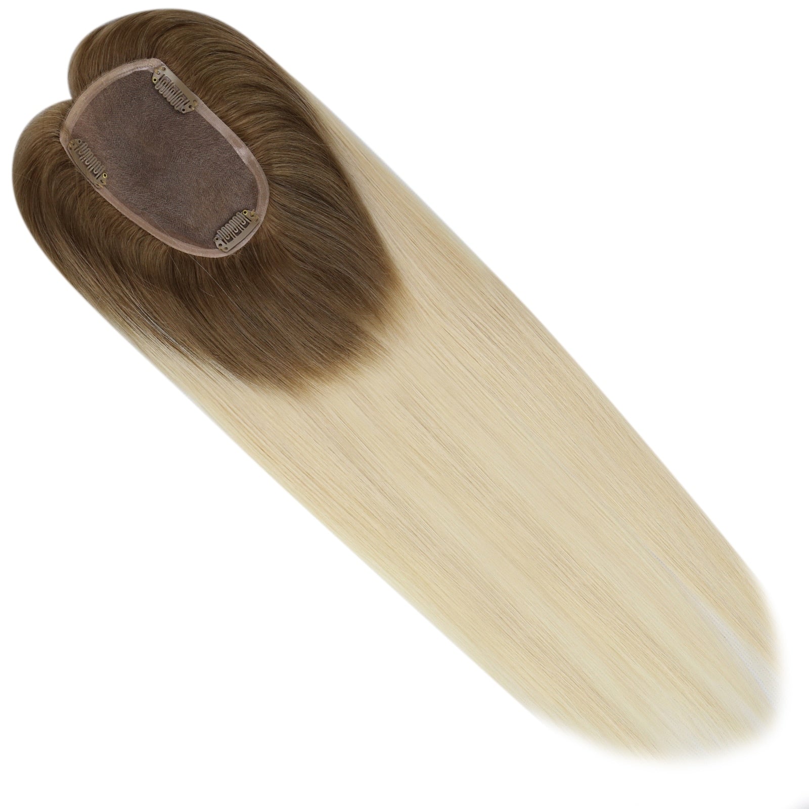 100% Brazilian Human Hair Straight Invisible Free Part Hair Toppers - HairNjoy