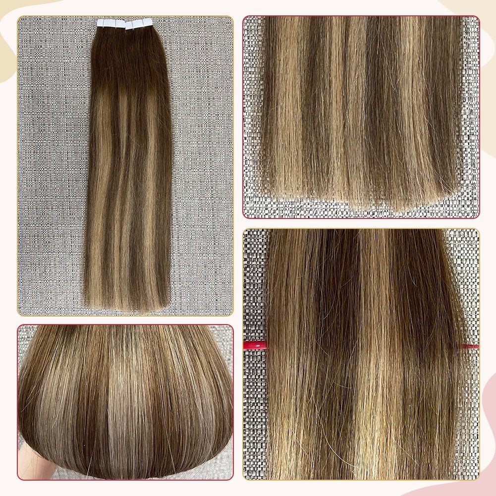 100% Remy Human Hair Invisible Seamless Tape in Extensions - HairNjoy