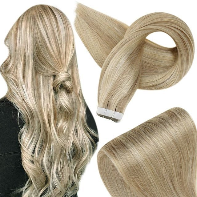 100% Remy Human Hair Invisible Silky Tape in Extensions - HairNjoy