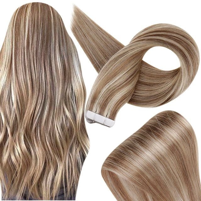 100% Remy Human Hair Invisible Silky Tape in Extensions - HairNjoy