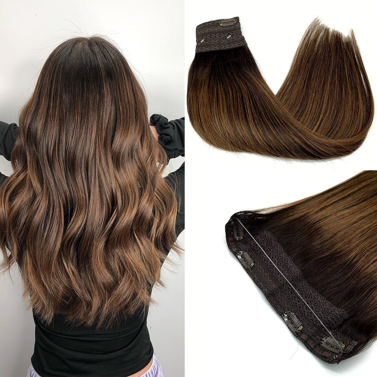 100% Remy Human Hair Straight Halo Extensions - HairNjoy