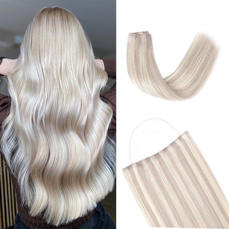 100% Remy Human Hair Straight Halo Extensions - HairNjoy