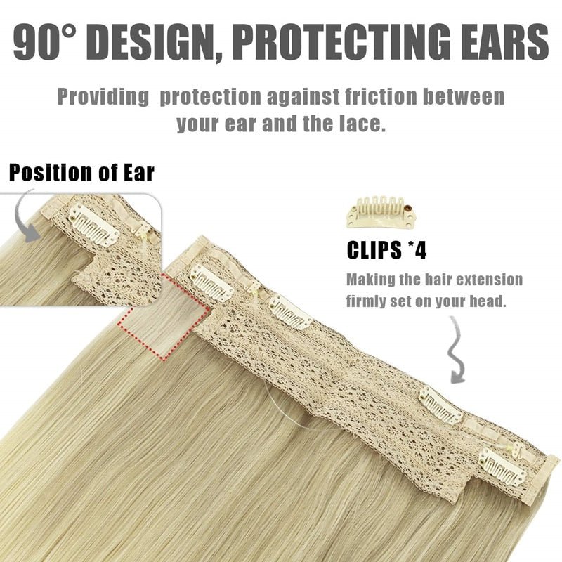 100% Remy Human Hair Straight Halo Extensions - HairNjoy