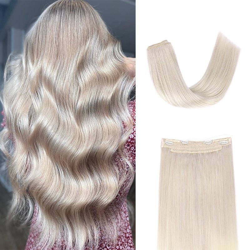 100% Remy Human Hair Straight Halo Extensions - HairNjoy