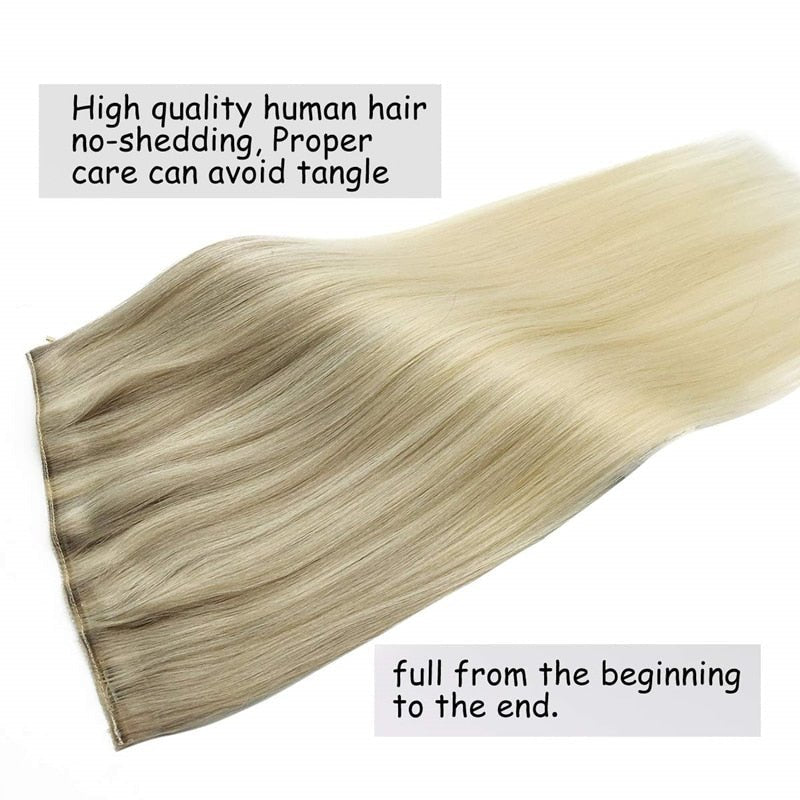 100% Remy Human Hair Straight Halo Extensions - HairNjoy
