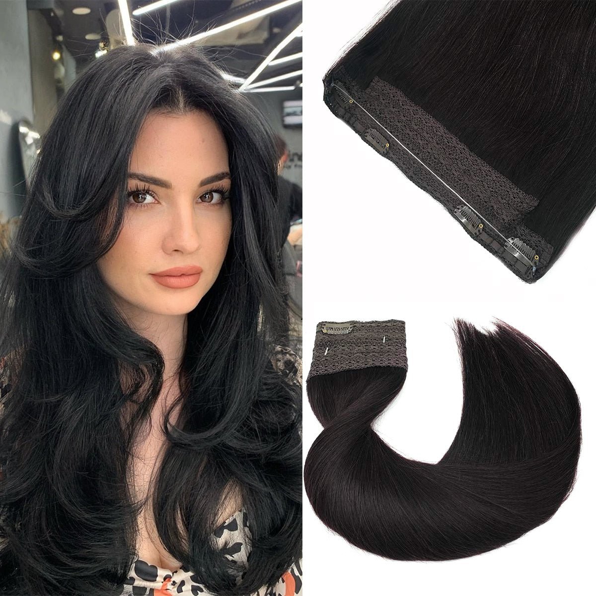 100% Remy Human Hair Straight Halo Extensions - HairNjoy