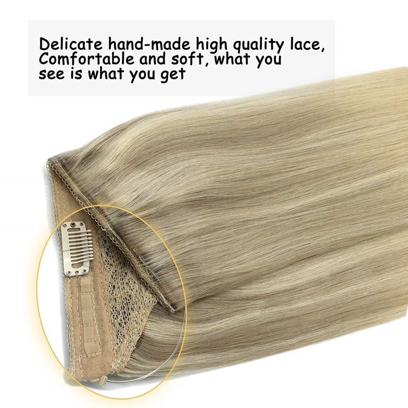 100% Remy Human Hair Straight Halo Extensions - HairNjoy