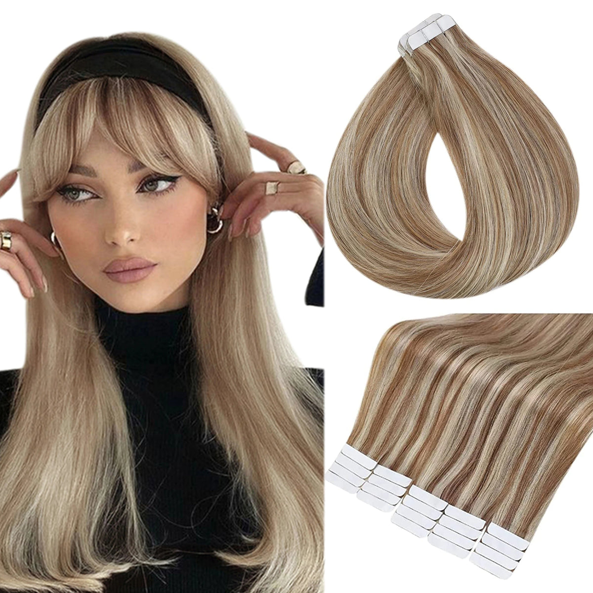 100% Remy Natural Human Hair Tape in Extensions - HairNjoy